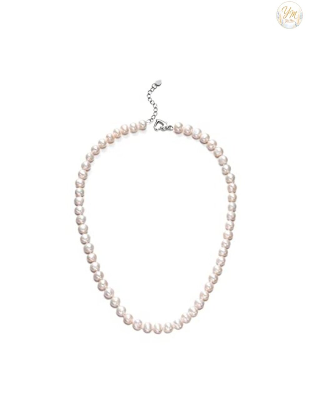 Freshwater Cultured Real Pearl Necklace 7-8mm Choker with Heart Clasp